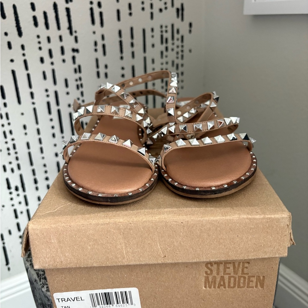 Steve Madden Brown Studded Sandals - Picture 3 of 7